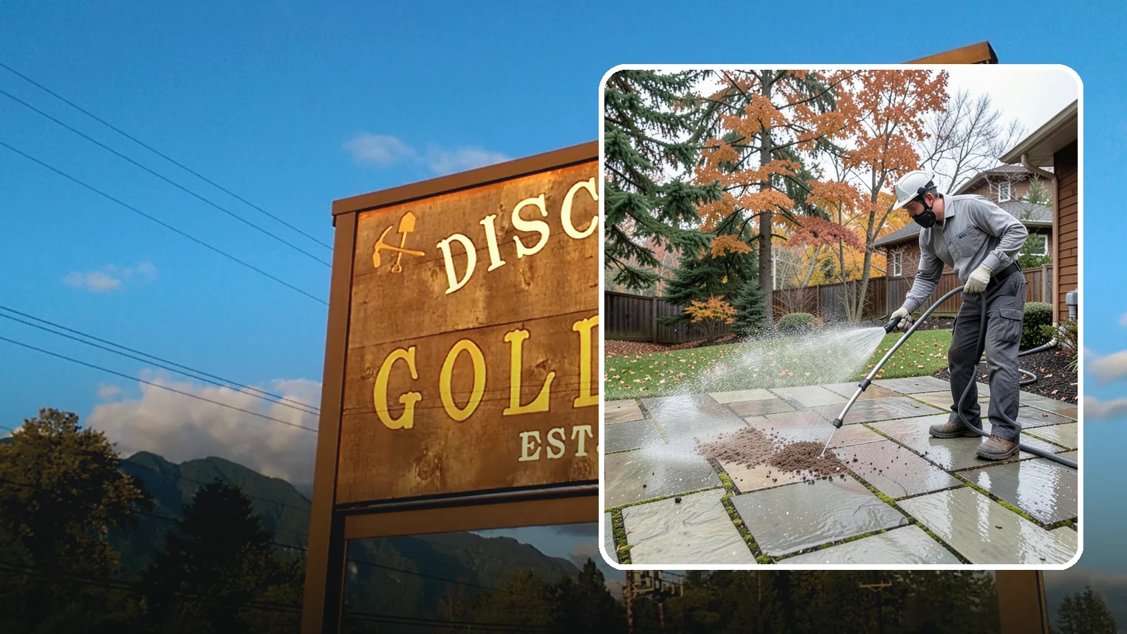 Flagstone Patio Cleaning in Gold Bar, Snohomish County, WA - Gently clean flagstone patios and their wide joints where Northwest moss settles in deep.