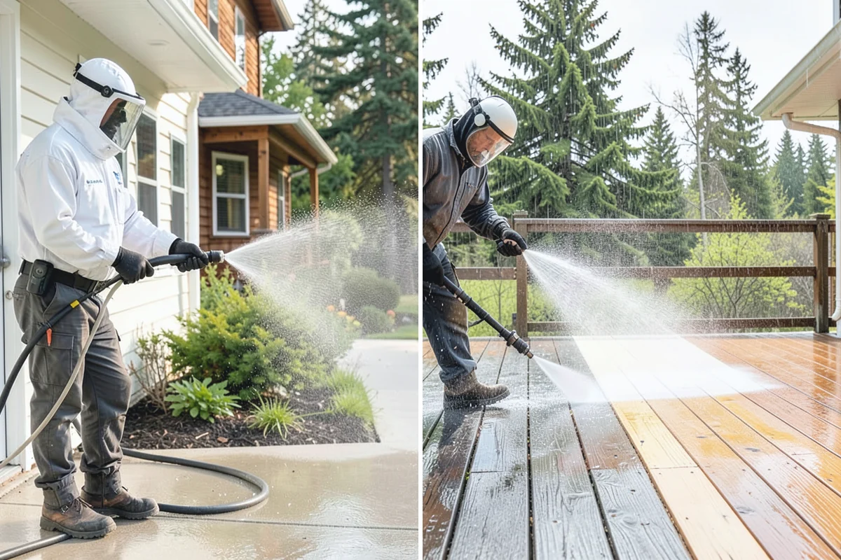 Flagstone Patio Cleaning in Granite Falls, Snohomish County, WA - Remove debris and loose growth from joints