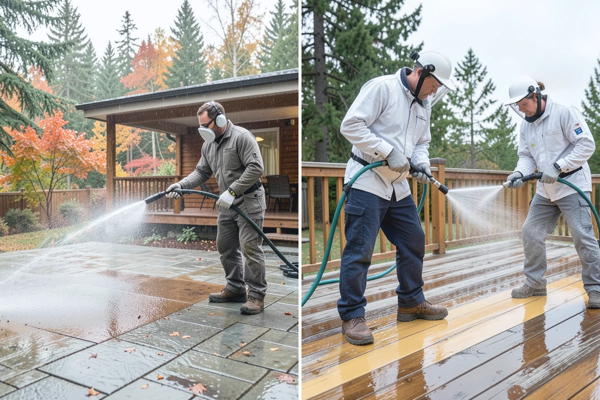 Flagstone Patio Cleaning in Hamilton, Skagit County, WA - Remove debris and loose growth from joints