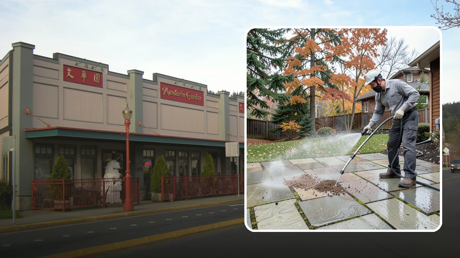Flagstone Patio Cleaning in Issaquah, King County, WA - Gently clean flagstone patios and their wide joints where Northwest moss settles in deep.