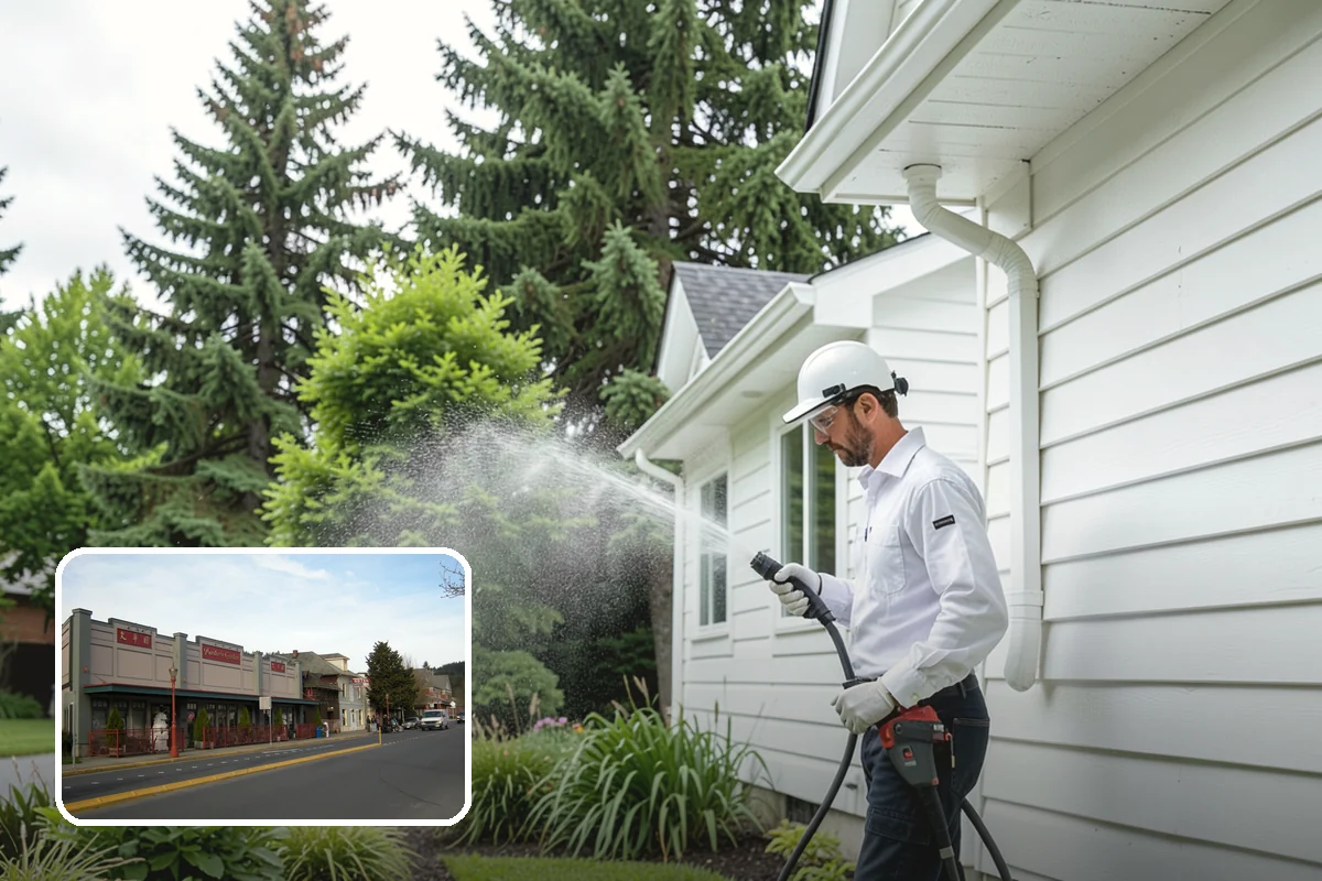 Flagstone Patio Cleaning in Issaquah, King County, WA - Clears moss from wide flagstone joints