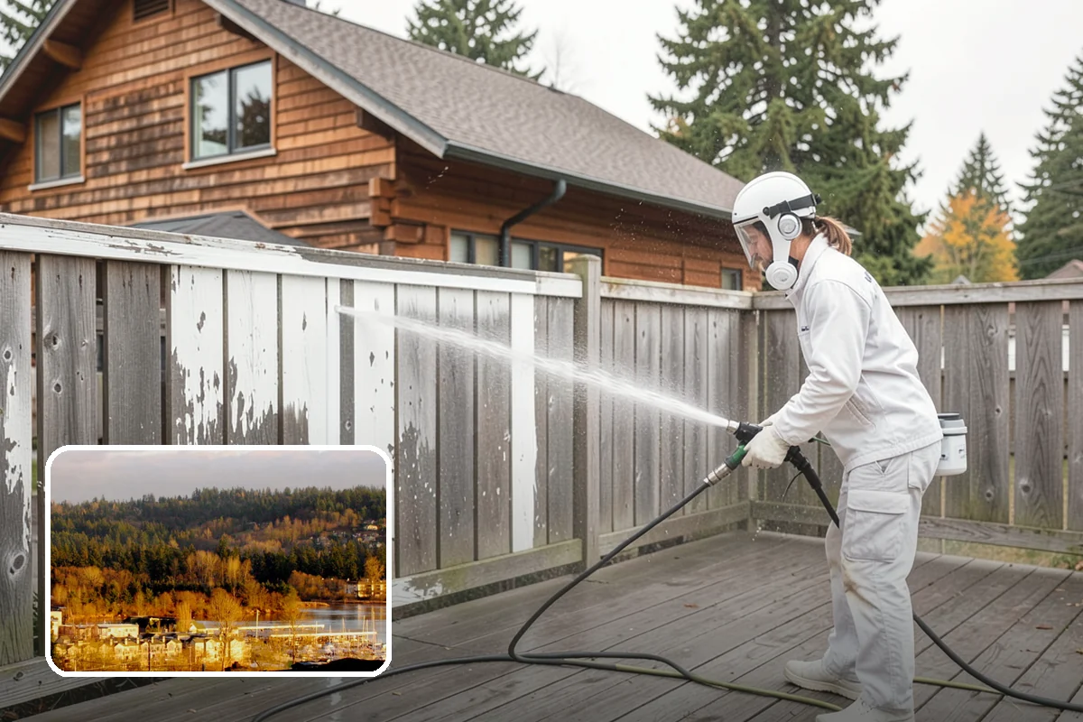 Flagstone Patio Cleaning in Kenmore, King County, WA - Clears moss from wide flagstone joints