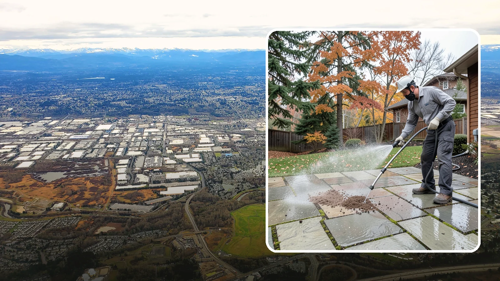 Flagstone Patio Cleaning in Kent, King County, WA - Gently clean flagstone patios and their wide joints where Northwest moss settles in deep.