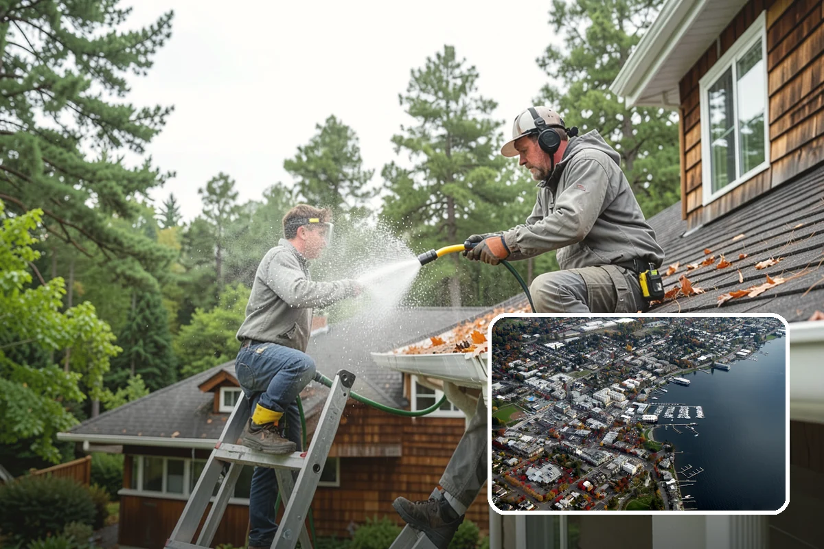 Flagstone Patio Cleaning in Kirkland, King County, WA - Clears moss from wide flagstone joints
