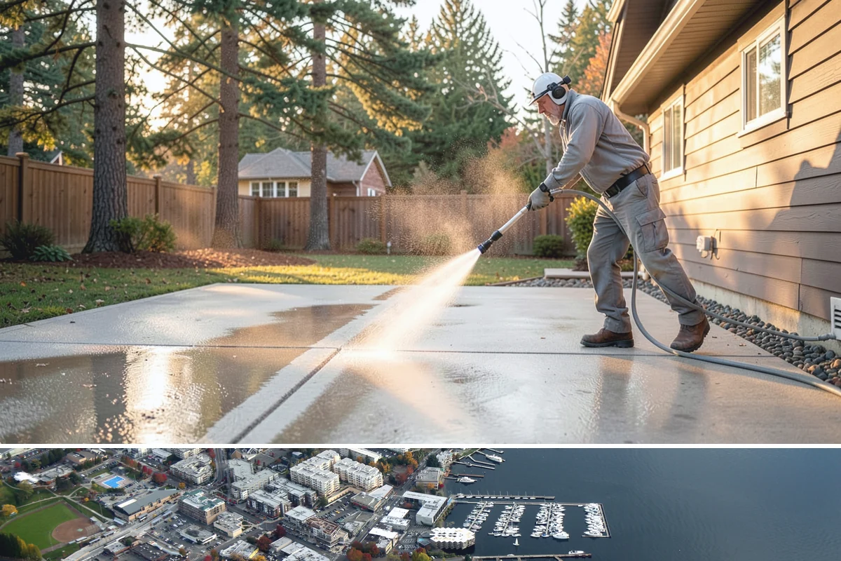 Flagstone Patio Cleaning in Kirkland, King County, WA - Flagstone patios are best cleaned during dry summer stretches so joints and stone dry fully.