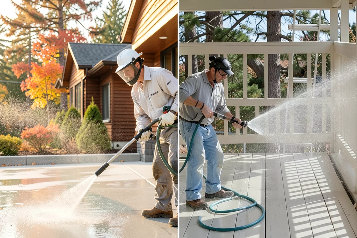 Flagstone Patio Cleaning in Lake Forest Park, King County, WA - Remove debris and loose growth from joints