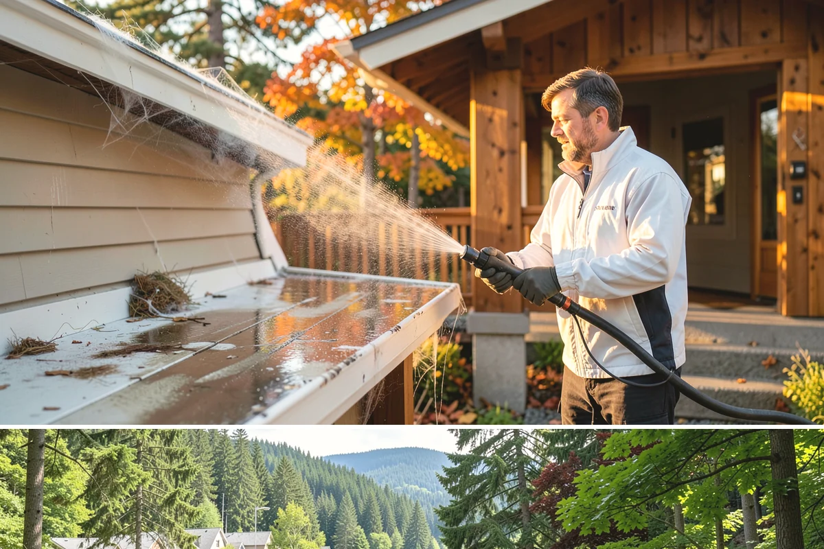 Flagstone Patio Cleaning in Lake Forest Park, King County, WA - Flagstone patios are best cleaned during dry summer stretches so joints and stone dry fully.