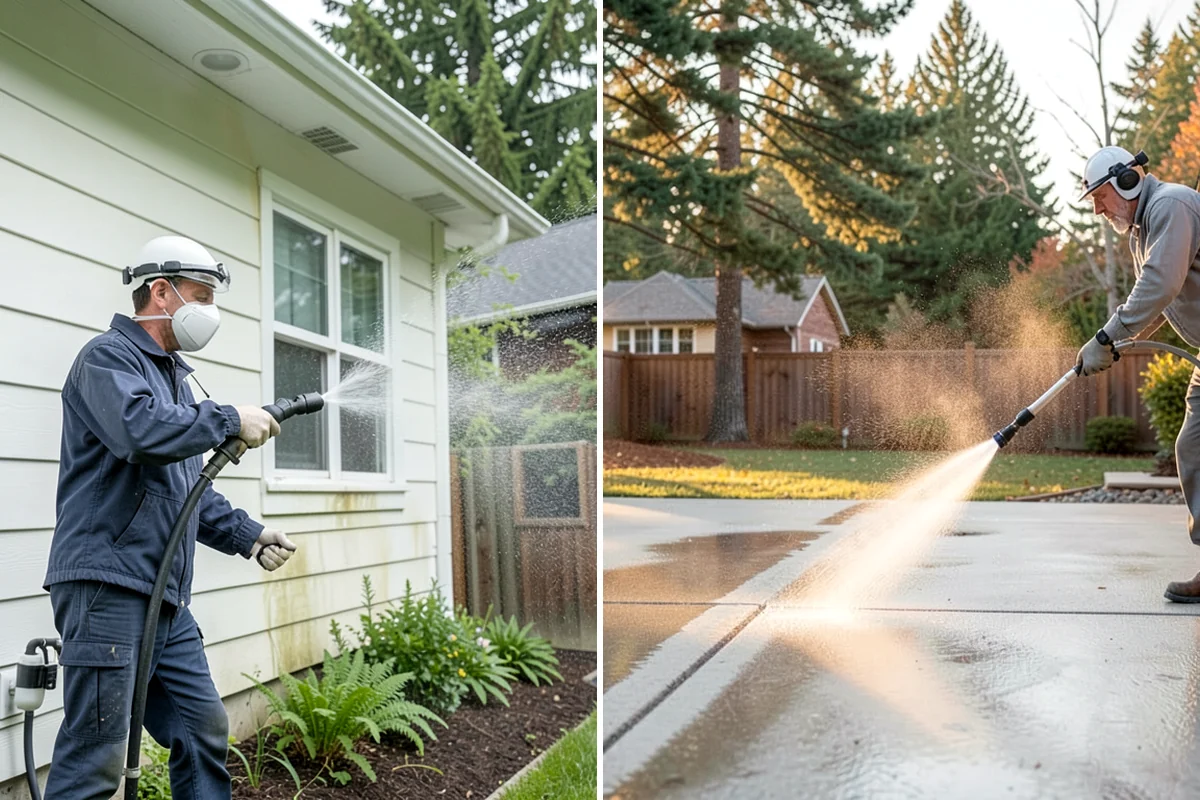 Flagstone Patio Cleaning in Lyman, Skagit County, WA - Remove debris and loose growth from joints