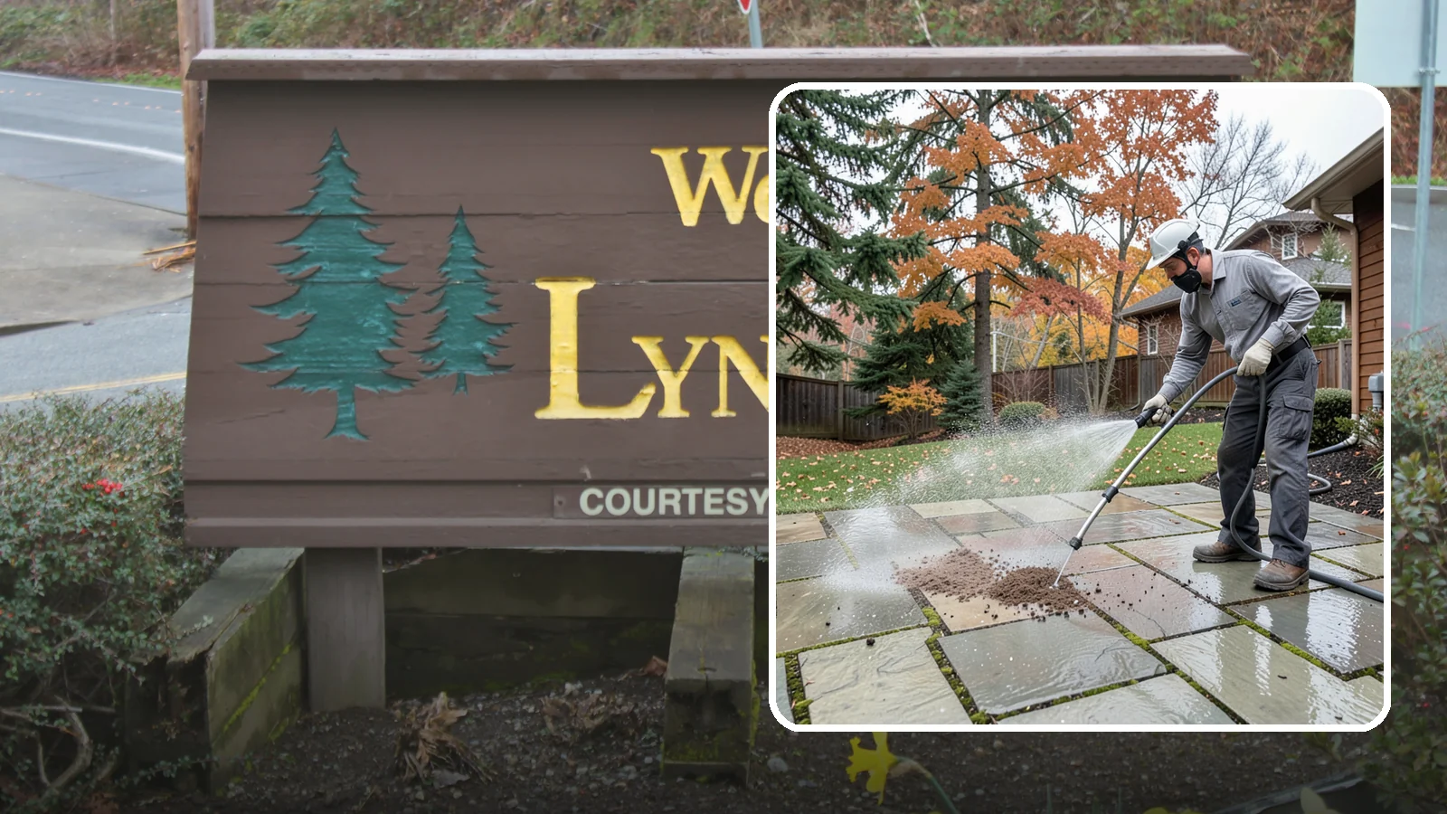Flagstone Patio Cleaning in Lynnwood, Snohomish County, WA - Gently clean flagstone patios and their wide joints where Northwest moss settles in deep.
