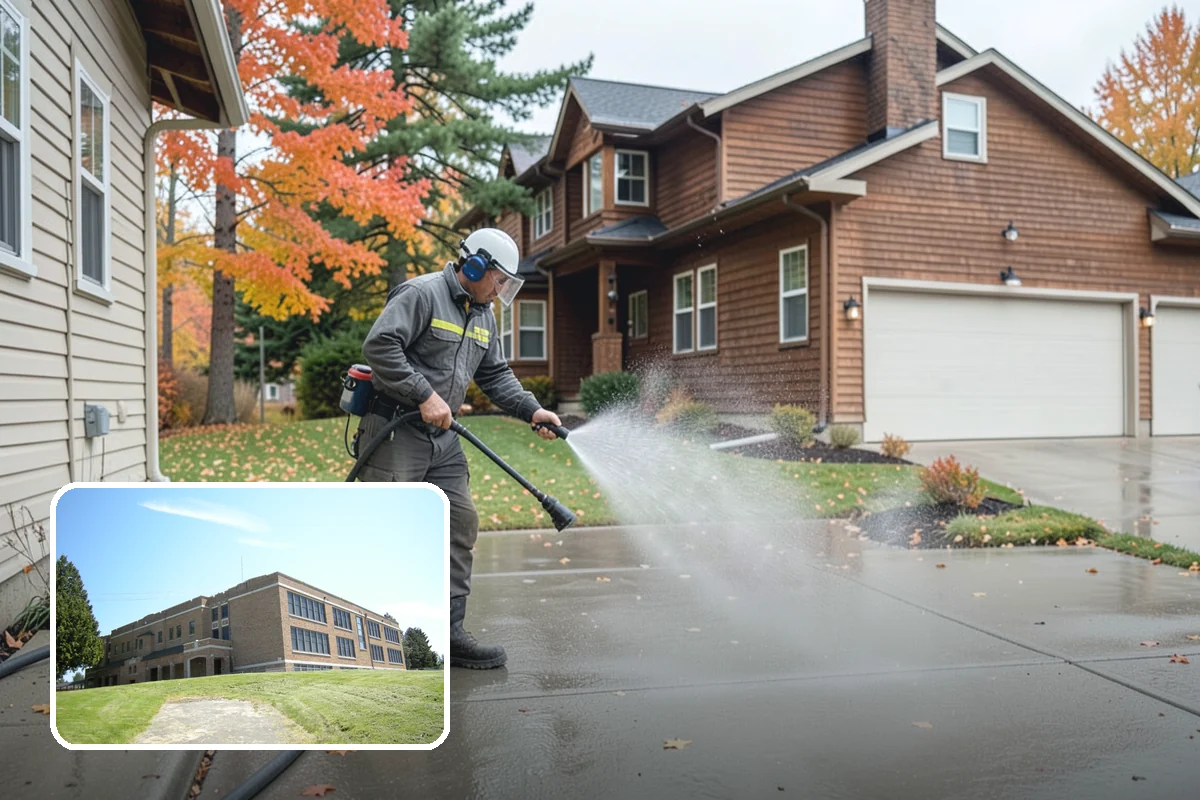 Flagstone Patio Cleaning in Maple Valley, King County, WA - Clears moss from wide flagstone joints