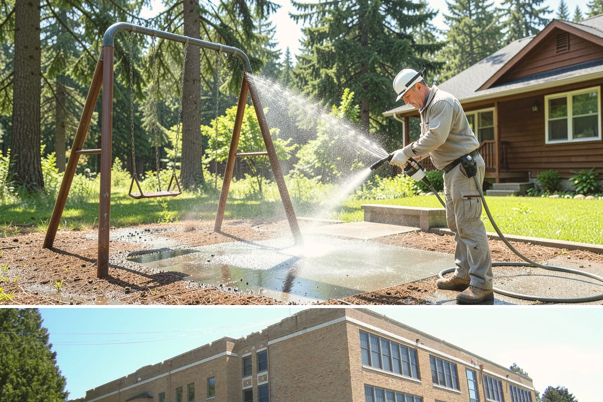 Flagstone Patio Cleaning in Maple Valley, King County, WA - Flagstone patios are best cleaned during dry summer stretches so joints and stone dry fully.