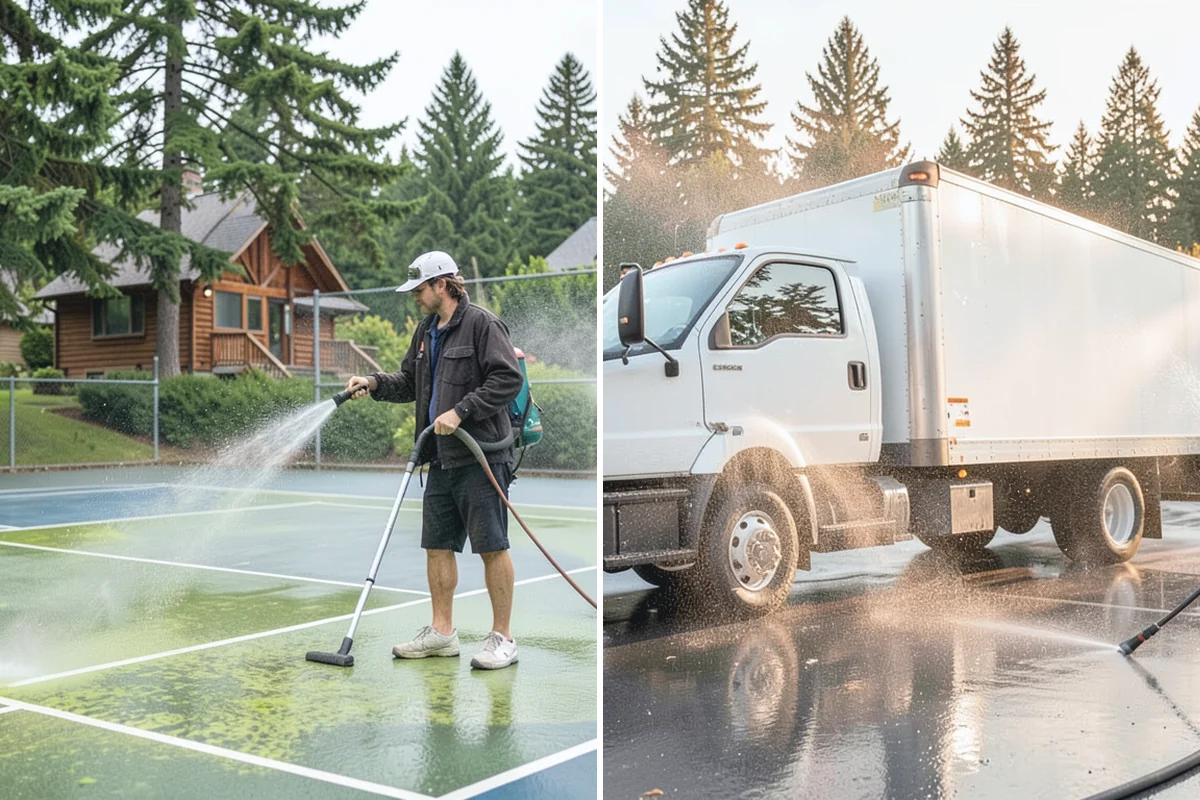 Flagstone Patio Cleaning in Marysville, Snohomish County, WA - Remove debris and loose growth from joints