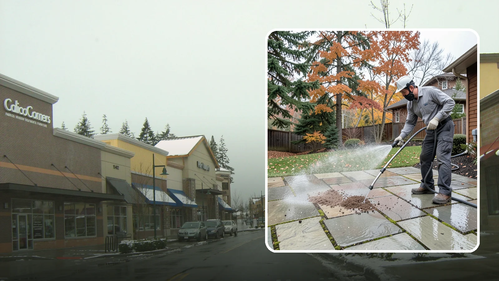 Flagstone Patio Cleaning in Mill Creek, Snohomish County, WA - Gently clean flagstone patios and their wide joints where Northwest moss settles in deep.