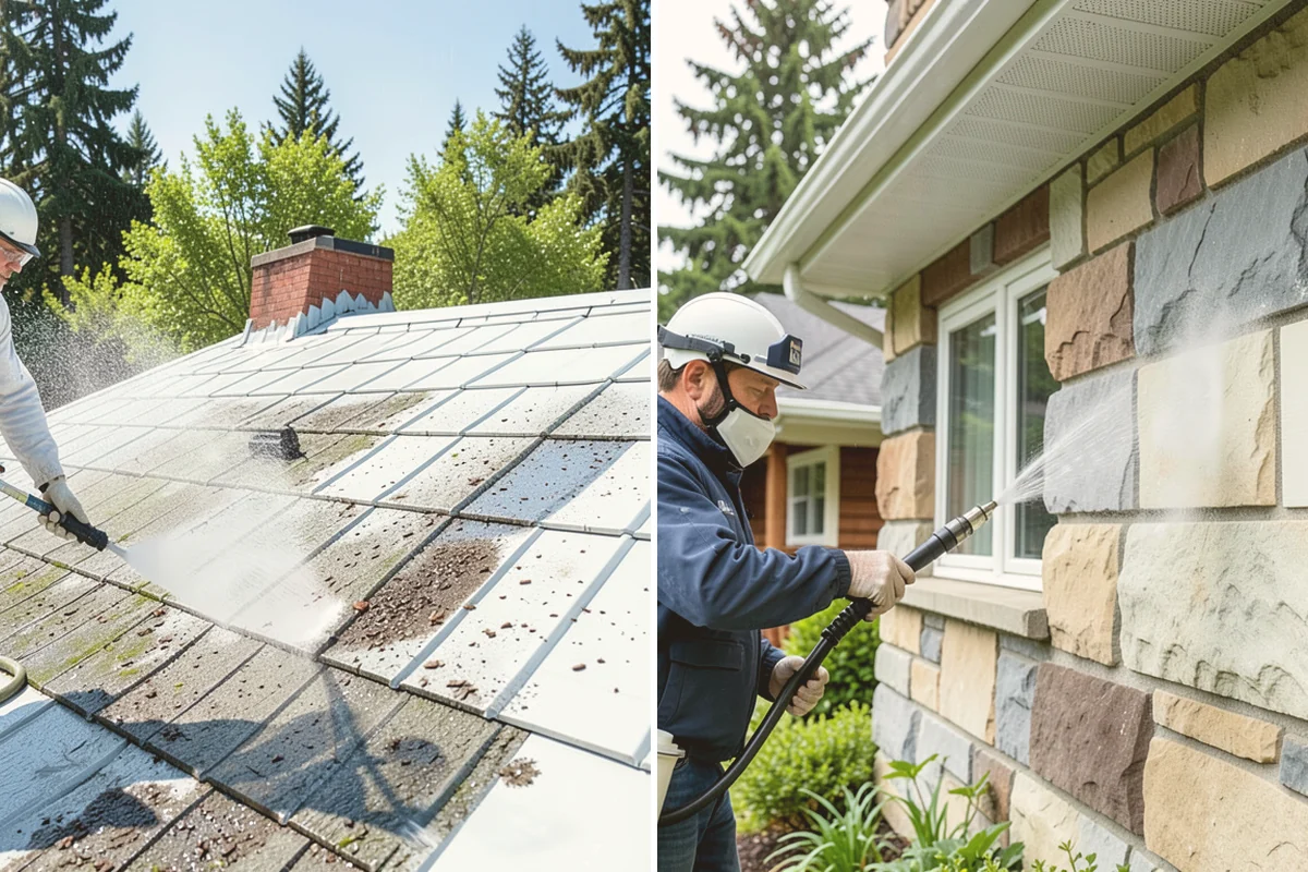 Flagstone Patio Cleaning in Milton, King County, WA - Remove debris and loose growth from joints