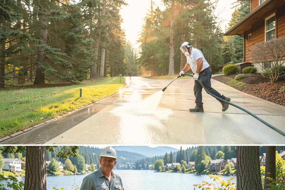 Flagstone Patio Cleaning in Milton, King County, WA - Flagstone patios are best cleaned during dry summer stretches so joints and stone dry fully.