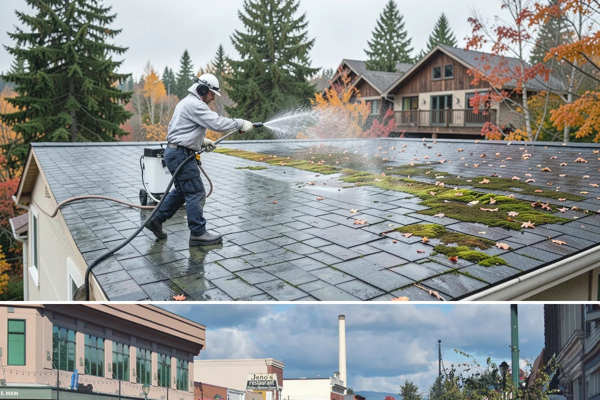 Flagstone Patio Cleaning in Monroe, Snohomish County, WA - Flagstone patios are best cleaned during dry summer stretches so joints and stone dry fully.