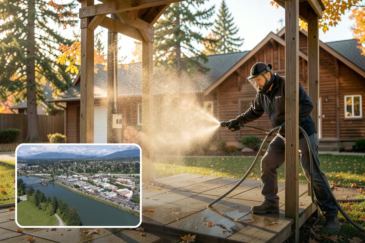Flagstone Patio Cleaning in Mount Vernon, Skagit County, WA - Clears moss from wide flagstone joints