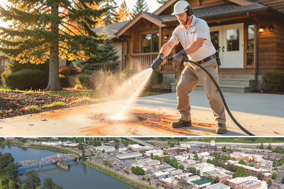 Flagstone Patio Cleaning in Mount Vernon, Skagit County, WA - Flagstone patios are best cleaned during dry summer stretches so joints and stone dry fully.