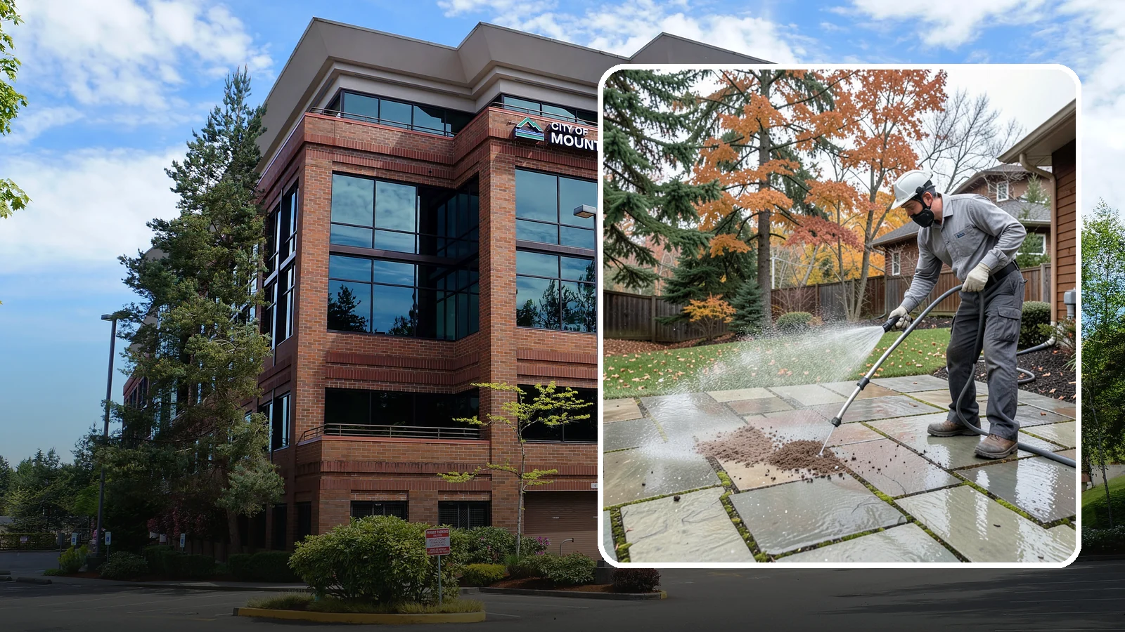 Flagstone Patio Cleaning in Mountlake Terrace, Snohomish County, WA - Gently clean flagstone patios and their wide joints where Northwest moss settles in deep.