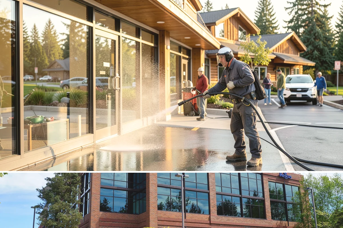 Flagstone Patio Cleaning in Mountlake Terrace, Snohomish County, WA - Flagstone patios are best cleaned during dry summer stretches so joints and stone dry fully.