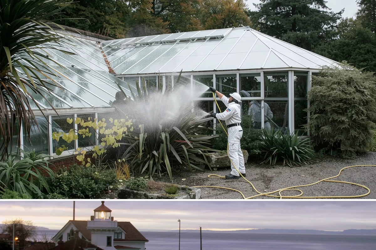 Flagstone Patio Cleaning in Mukilteo, Snohomish County, WA - Flagstone patios are best cleaned during dry summer stretches so joints and stone dry fully.