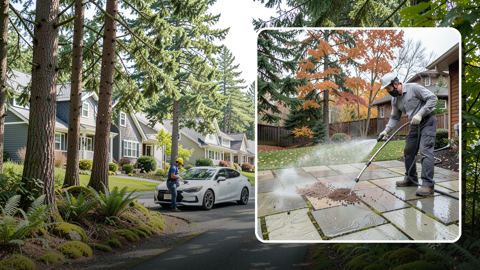 Flagstone Patio Cleaning in Normandy Park, King County, WA - Gently clean flagstone patios and their wide joints where Northwest moss settles in deep.