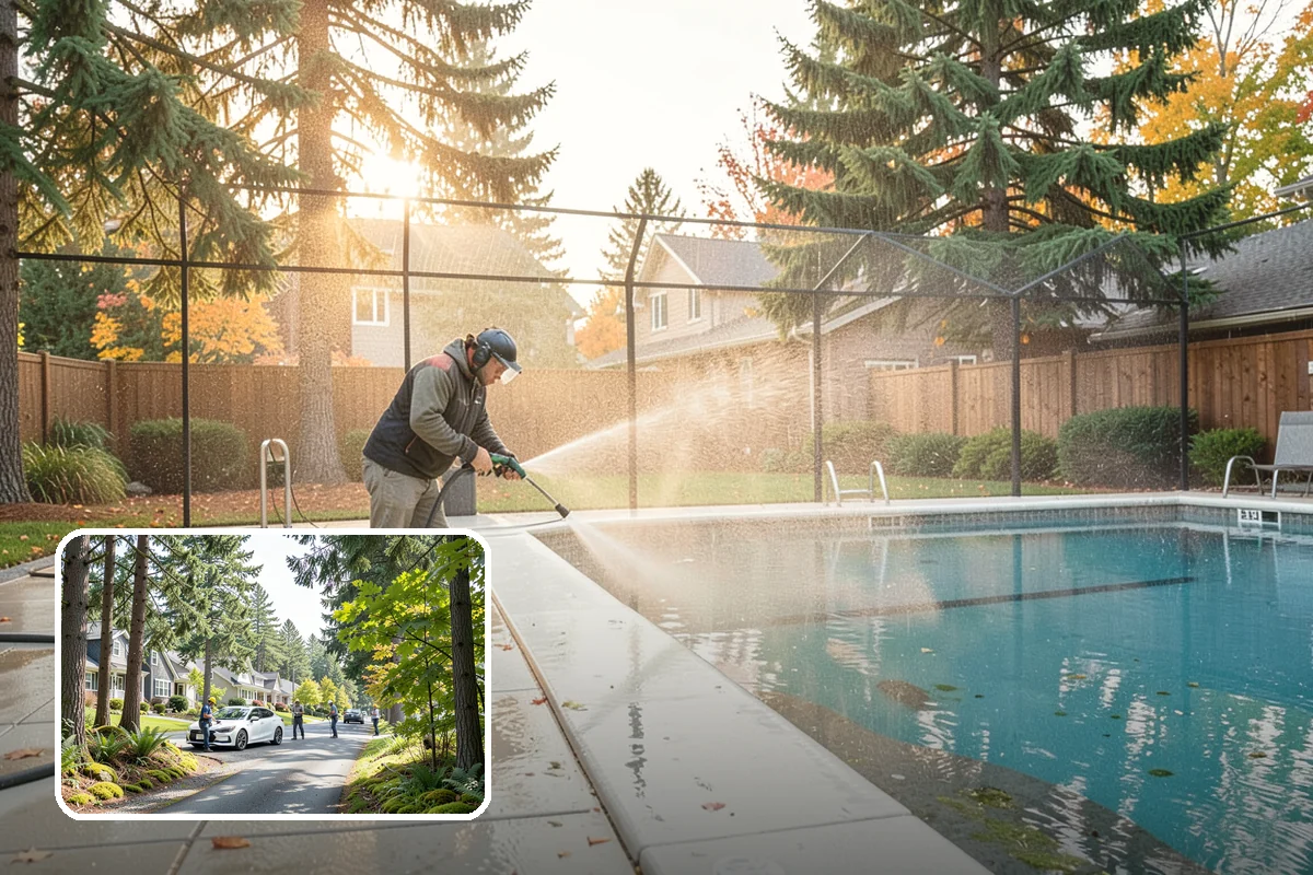 Flagstone Patio Cleaning in Normandy Park, King County, WA - Clears moss from wide flagstone joints