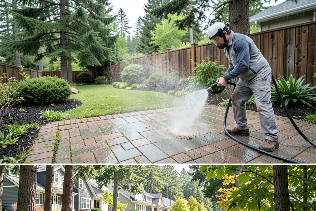 Flagstone Patio Cleaning in Normandy Park, King County, WA - Flagstone patios are best cleaned during dry summer stretches so joints and stone dry fully.