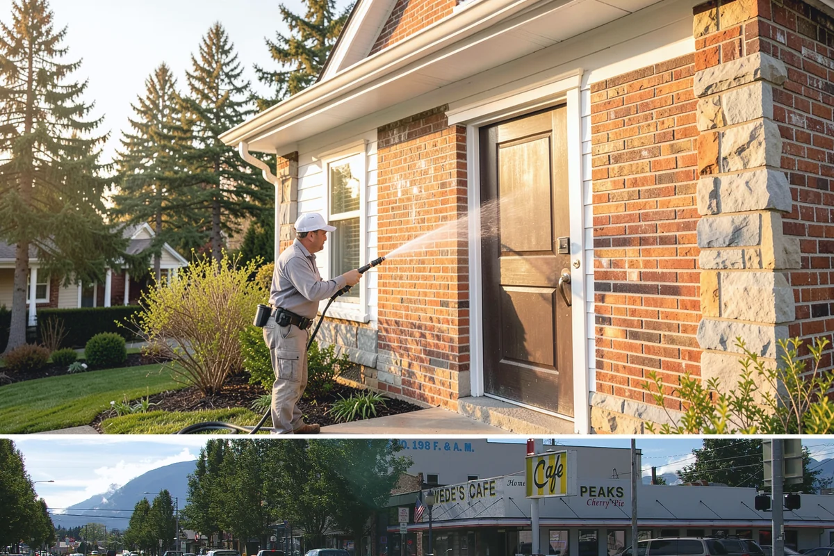 Flagstone Patio Cleaning in North Bend, King County, WA - Flagstone patios are best cleaned during dry summer stretches so joints and stone dry fully.