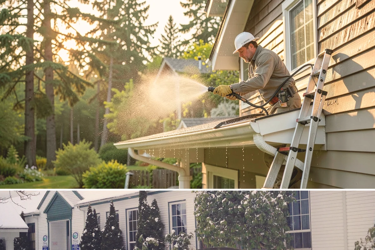 Flagstone Patio Cleaning in Pacific, King County, WA - Flagstone patios are best cleaned during dry summer stretches so joints and stone dry fully.