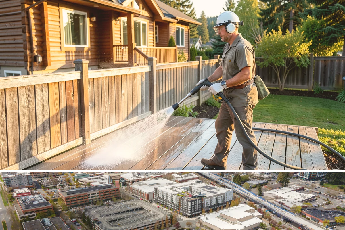 Flagstone Patio Cleaning in Redmond, King County, WA - Flagstone patios are best cleaned during dry summer stretches so joints and stone dry fully.