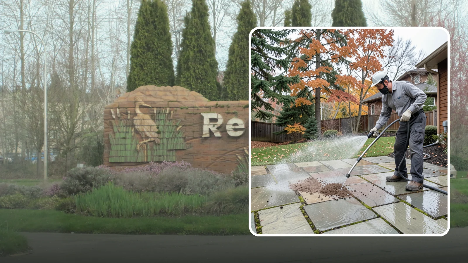 Flagstone Patio Cleaning in Renton, King County, WA - Gently clean flagstone patios and their wide joints where Northwest moss settles in deep.