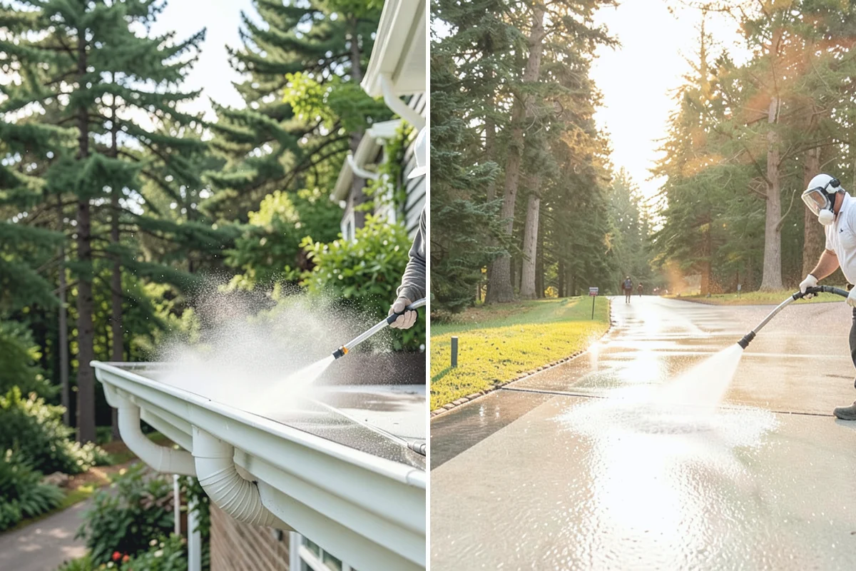Flagstone Patio Cleaning in Roy, Pierce County, WA - Remove debris and loose growth from joints