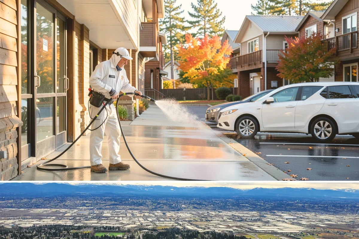 Flagstone Patio Cleaning in SeaTac, King County, WA - Flagstone patios are best cleaned during dry summer stretches so joints and stone dry fully.