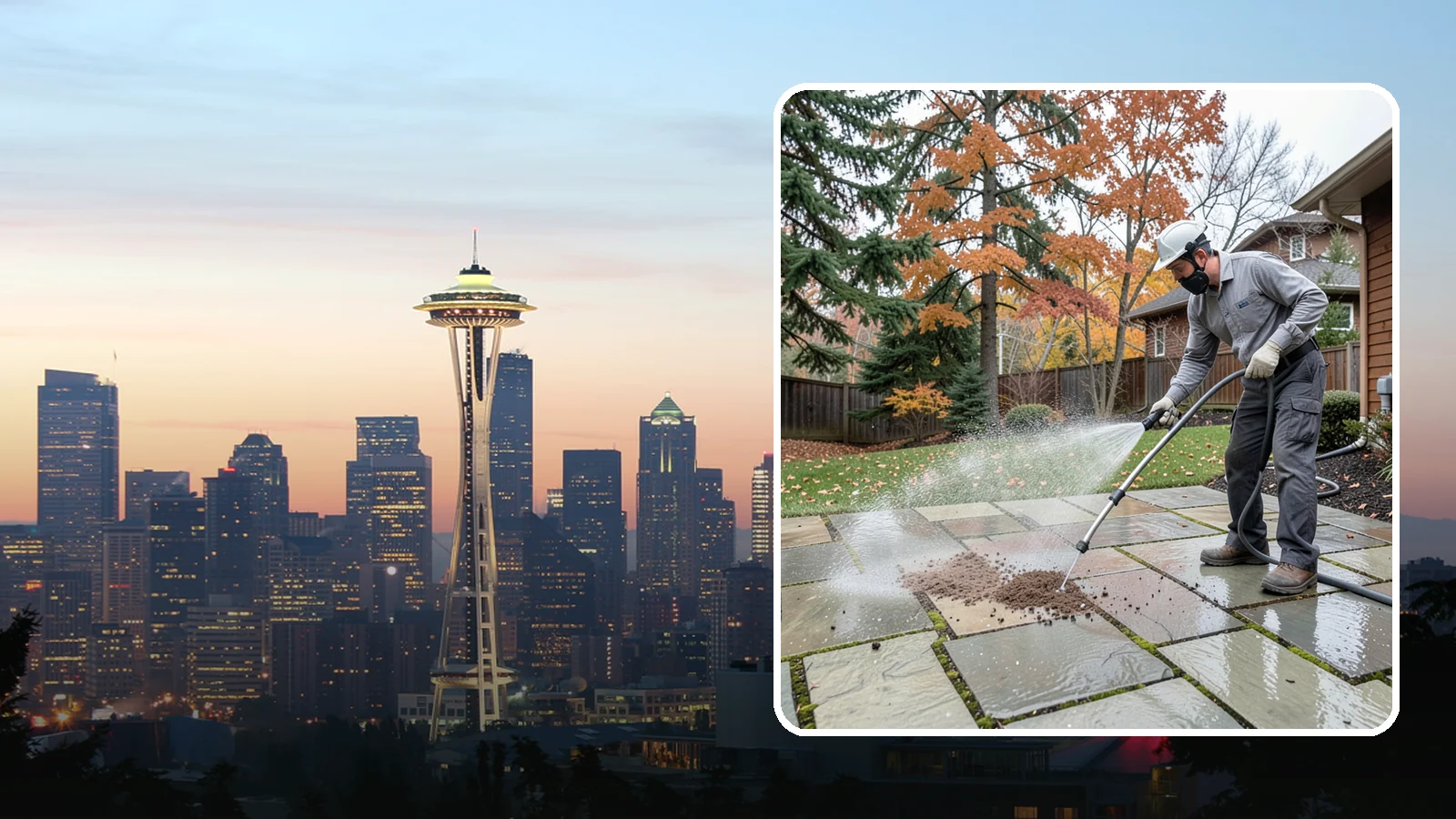 Flagstone Patio Cleaning in Seattle, King County, WA - Gently clean flagstone patios and their wide joints where Northwest moss settles in deep.