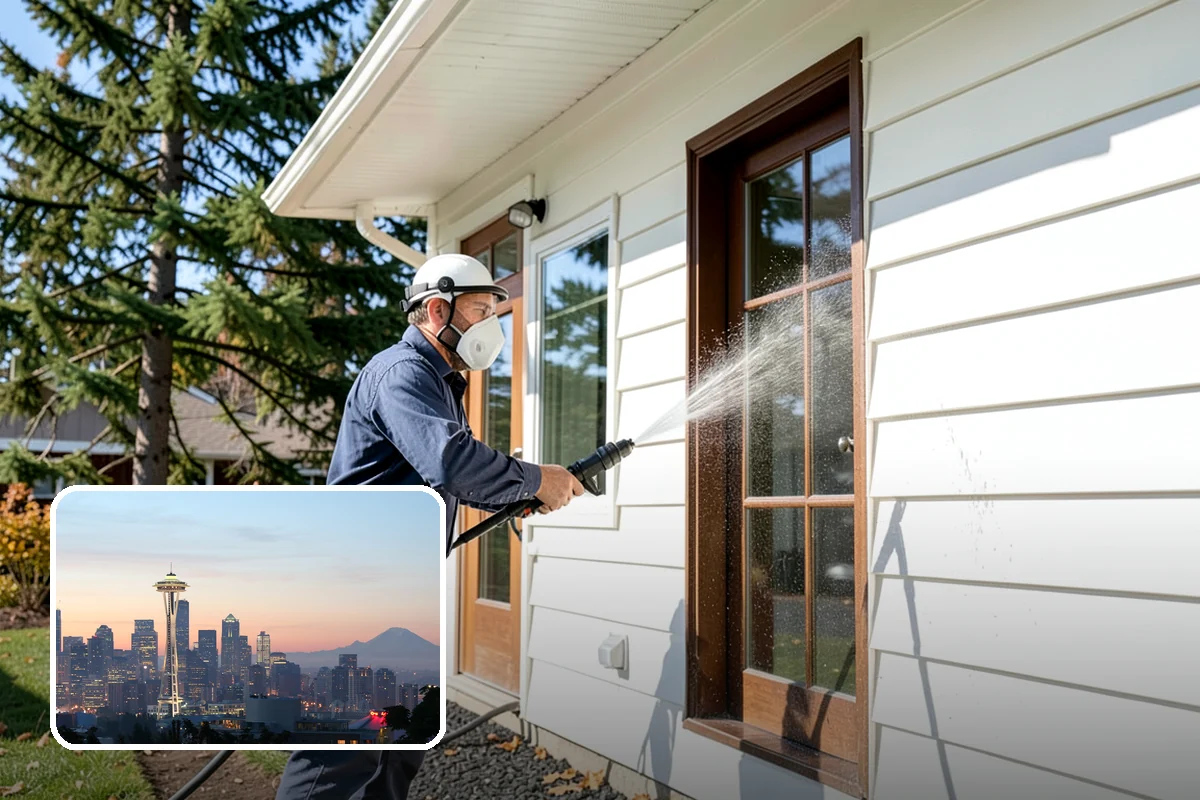 Flagstone Patio Cleaning in Seattle, King County, WA - Clears moss from wide flagstone joints