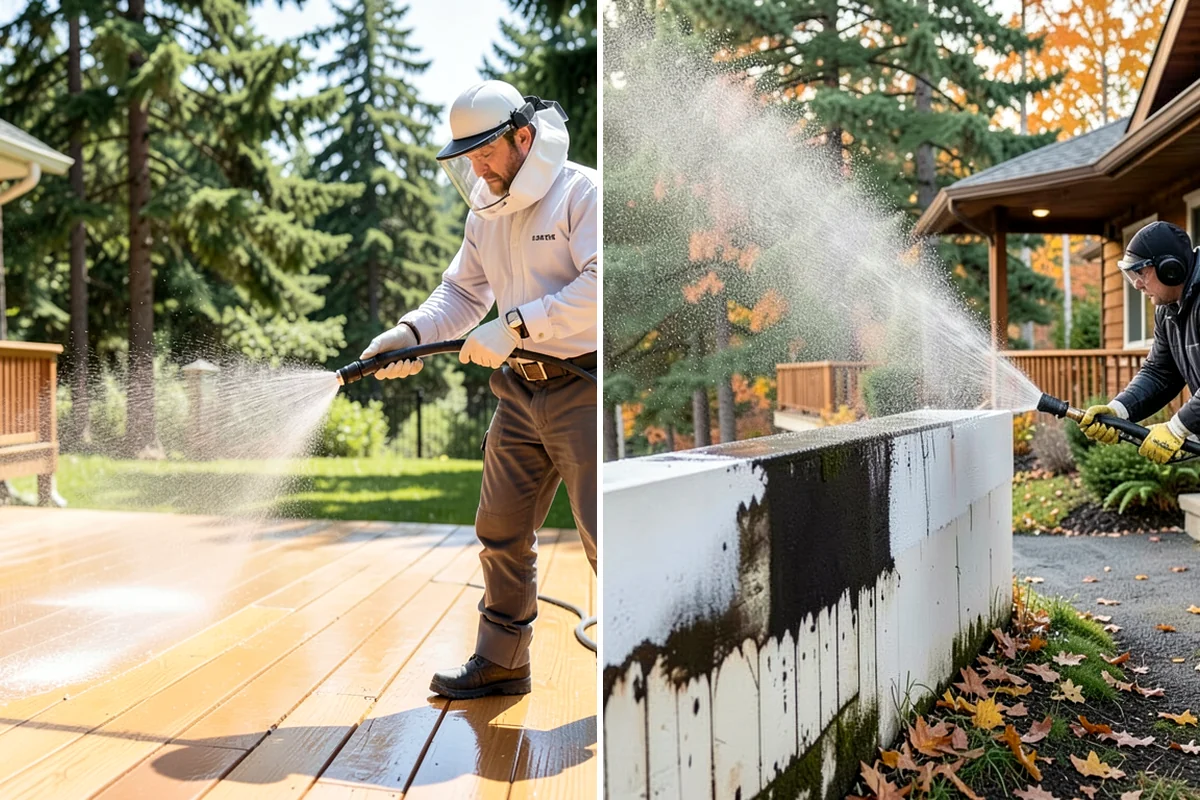Flagstone Patio Cleaning in Seattle, King County, WA - Remove debris and loose growth from joints