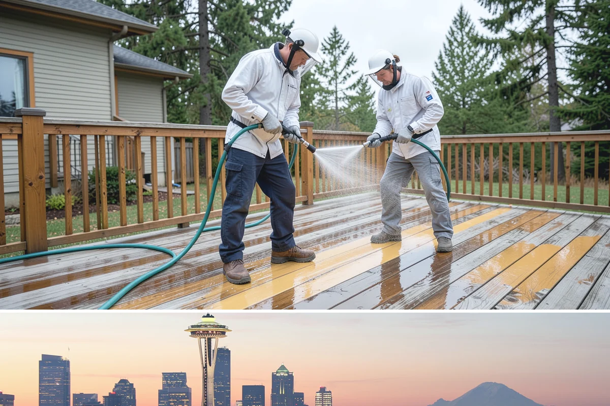 Flagstone Patio Cleaning in Seattle, King County, WA - Flagstone patios are best cleaned during dry summer stretches so joints and stone dry fully.