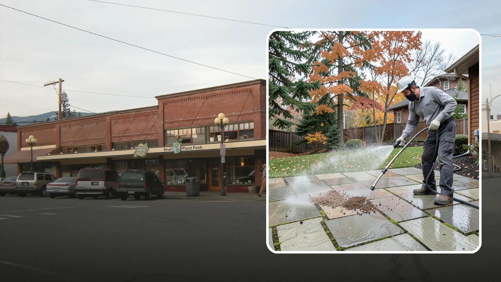 Flagstone Patio Cleaning in Sedro-Woolley, Skagit County, WA - Gently clean flagstone patios and their wide joints where Northwest moss settles in deep.