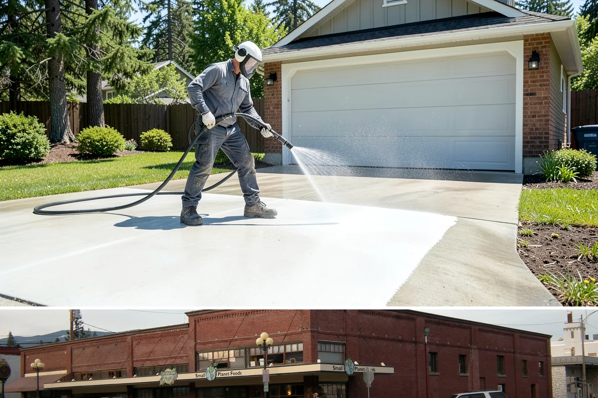 Flagstone Patio Cleaning in Sedro-Woolley, Skagit County, WA - Flagstone patios are best cleaned during dry summer stretches so joints and stone dry fully.