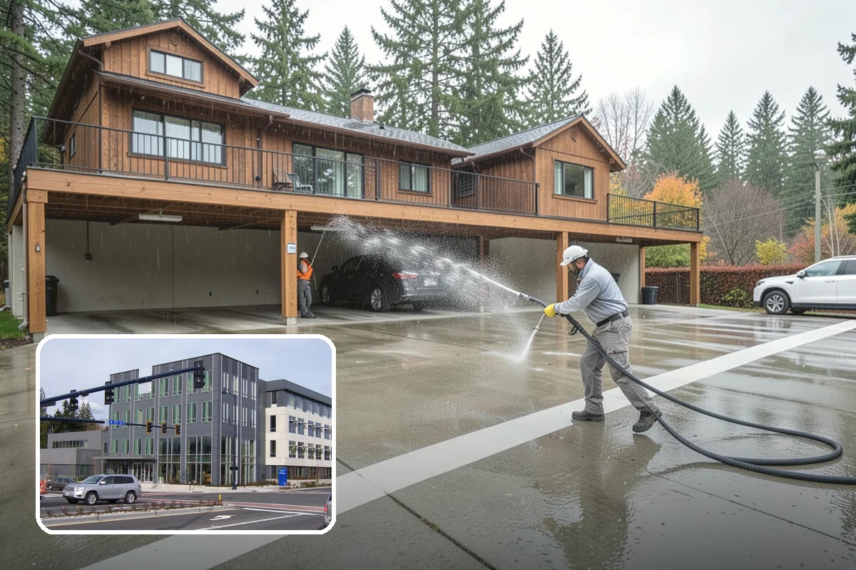 Flagstone Patio Cleaning in Shoreline, King County, WA - Clears moss from wide flagstone joints