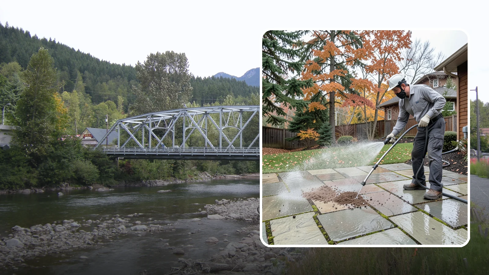 Flagstone Patio Cleaning in Skykomish, King County, WA - Gently clean flagstone patios and their wide joints where Northwest moss settles in deep.