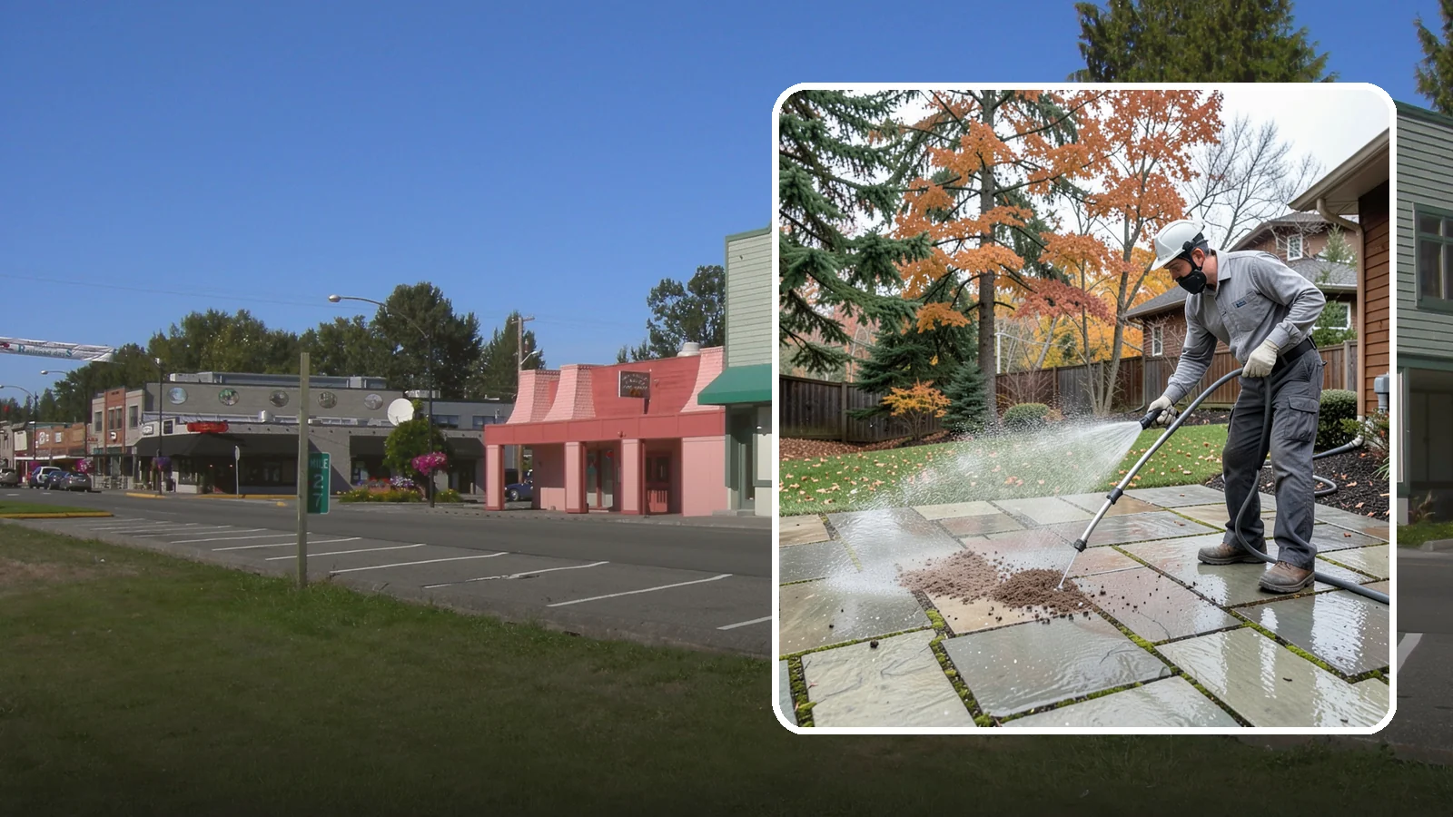 Flagstone Patio Cleaning in Snoqualmie, King County, WA - Gently clean flagstone patios and their wide joints where Northwest moss settles in deep.