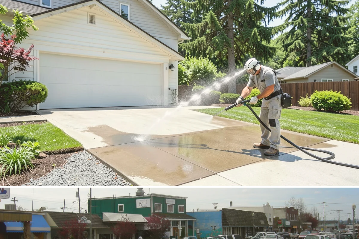 Flagstone Patio Cleaning in Stanwood, Snohomish County, WA - Flagstone patios are best cleaned during dry summer stretches so joints and stone dry fully.