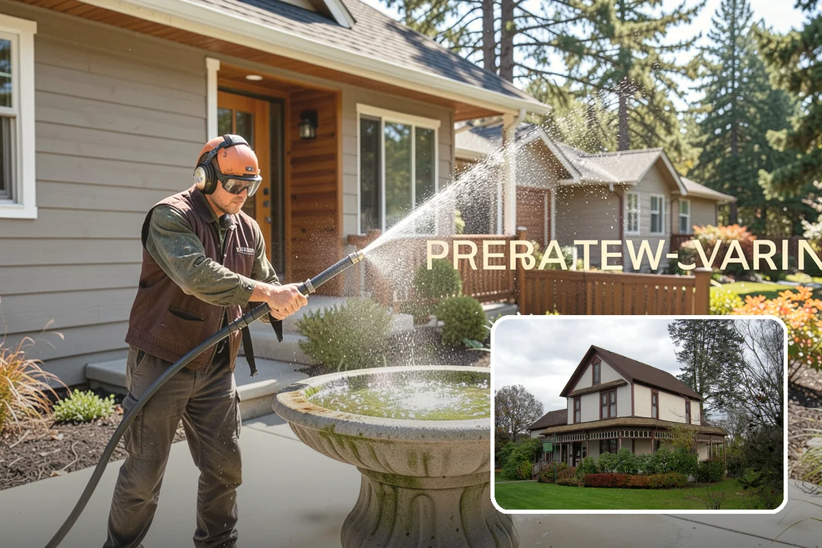 Flagstone Patio Cleaning in Sumner, Pierce County, WA - Clears moss from wide flagstone joints