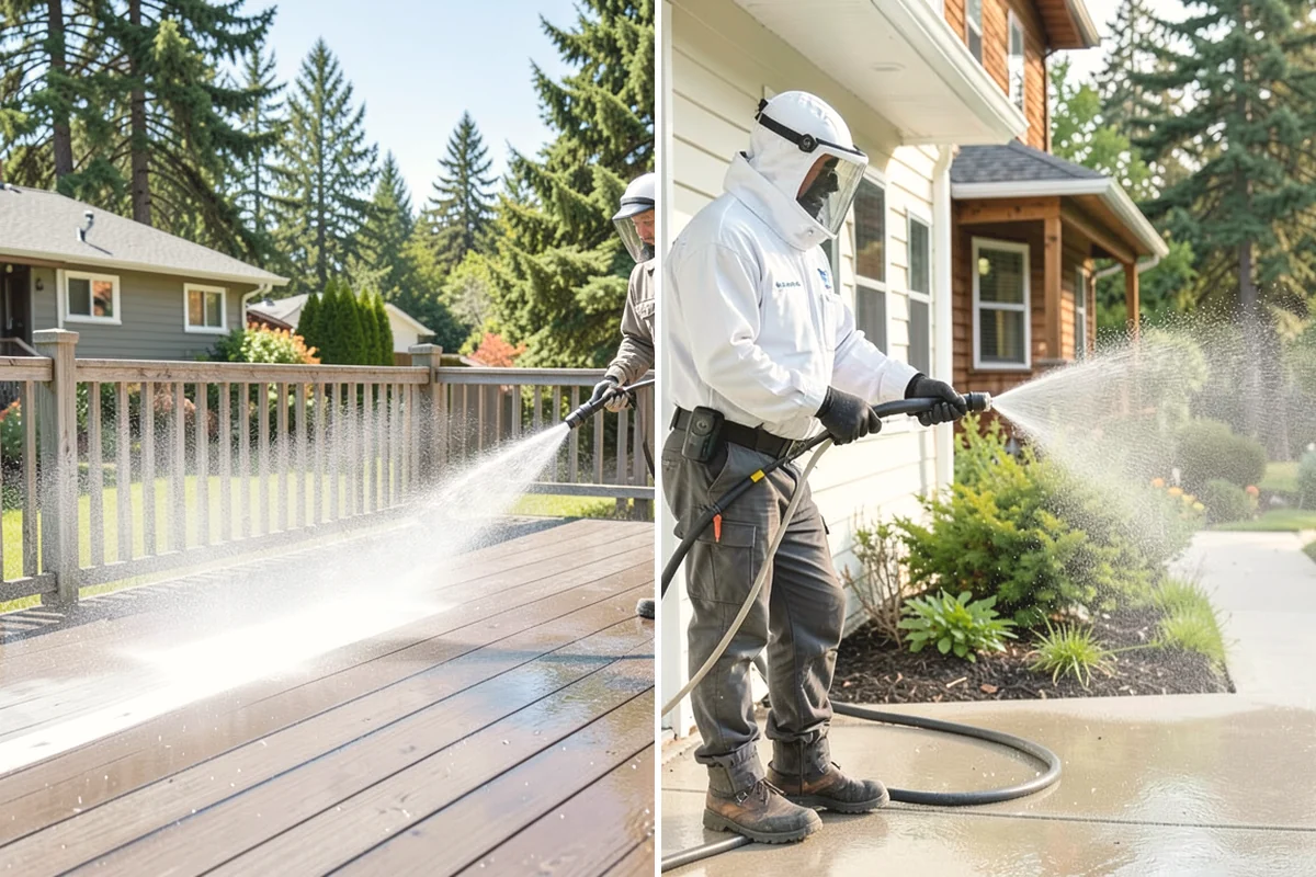 Flagstone Patio Cleaning in Tacoma, Pierce County, WA - Remove debris and loose growth from joints