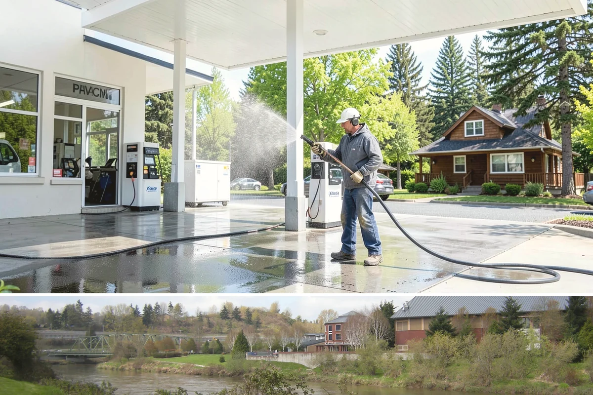 Flagstone Patio Cleaning in Tukwila, King County, WA - Flagstone patios are best cleaned during dry summer stretches so joints and stone dry fully.