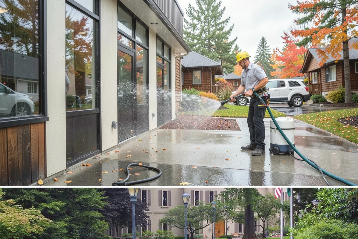 Flagstone Patio Cleaning in Woodinville, King County, WA - Flagstone patios are best cleaned during dry summer stretches so joints and stone dry fully.