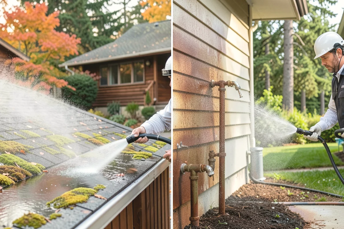 Flagstone Patio Cleaning in Yarrow Point, King County, WA - Remove debris and loose growth from joints