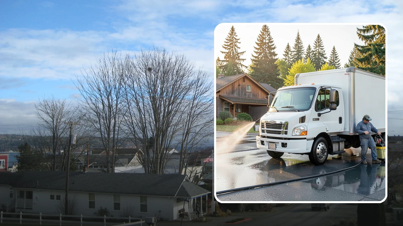 Fleet Washing in Langley, Island County, WA - We wash entire vehicle fleets on-site so your Washington company's trucks and vans stay road-ready and brand-presentable.